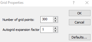 Grid Properties dialog